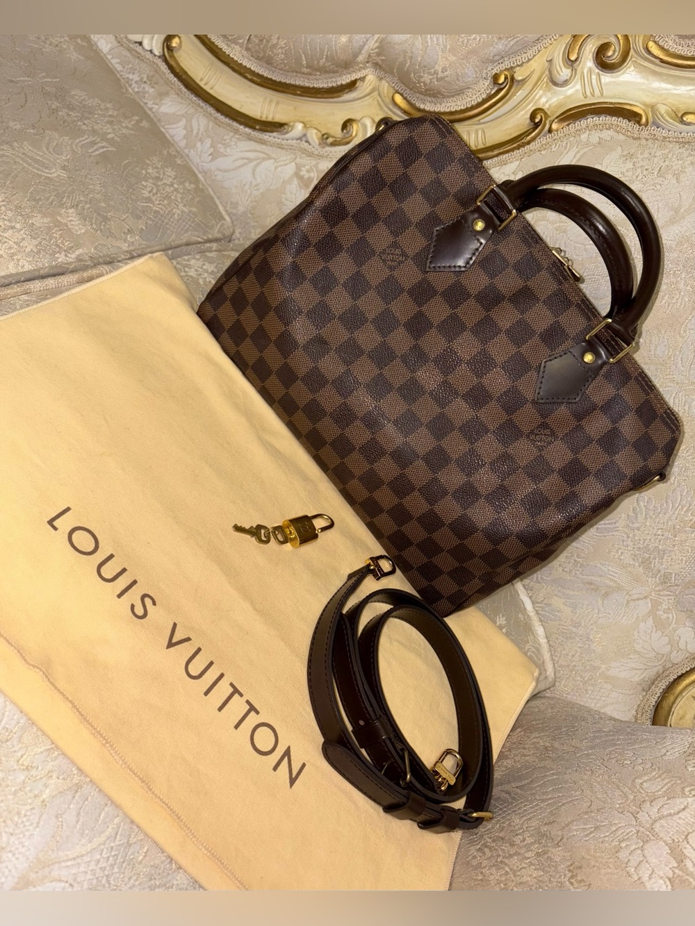 Louis Vuitton Brown Damier Ebene speedy 30 bandouliere - Picture 3 of 11